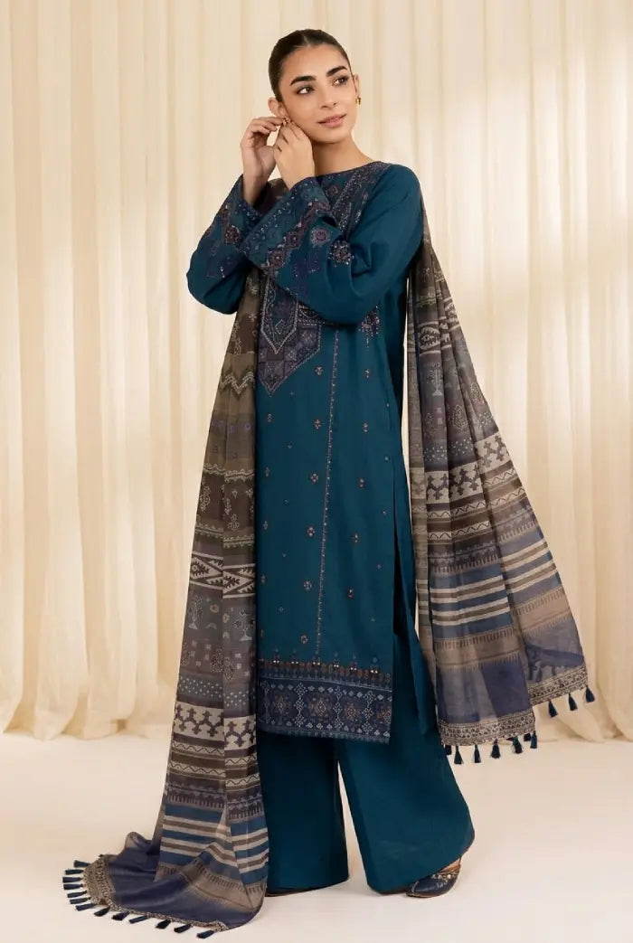 Blue Embroidered 3-Piece Lawn Suit
