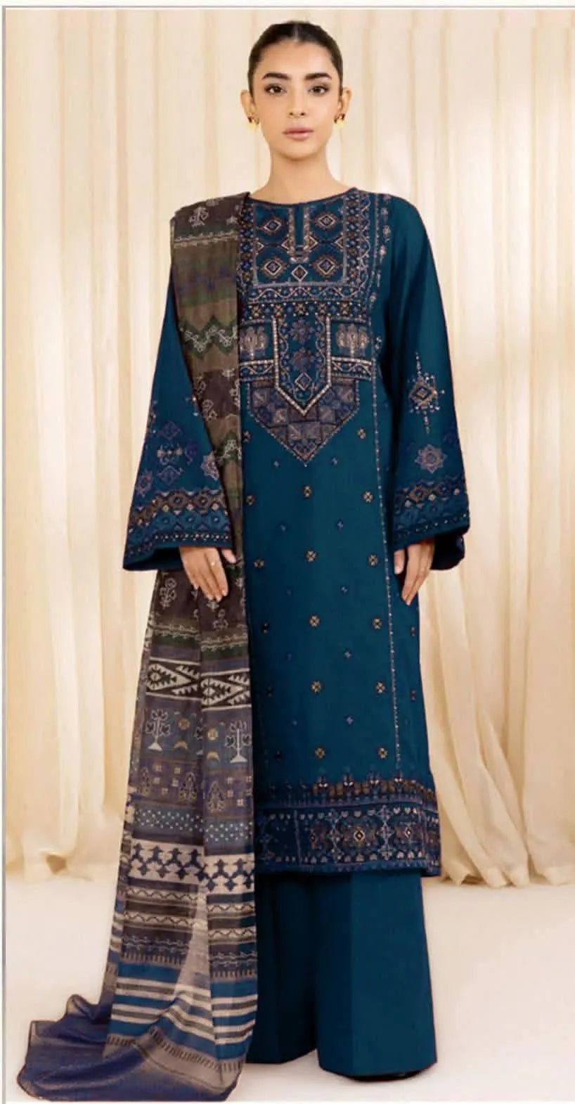 Blue Embroidered 3-Piece Lawn Suit