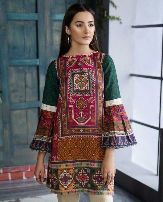 Multicolor Swiss Lawn Printed Shirt for Women – Lightweight Summer Casual Wear
