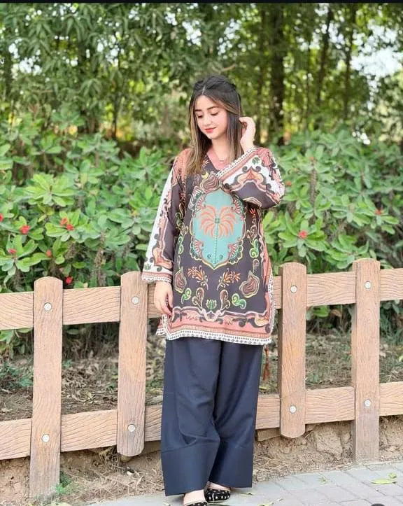 Women's Premium Swiss Lawn Printed Shirt with Farshi Shalwar 2 Piece Stitched Suit