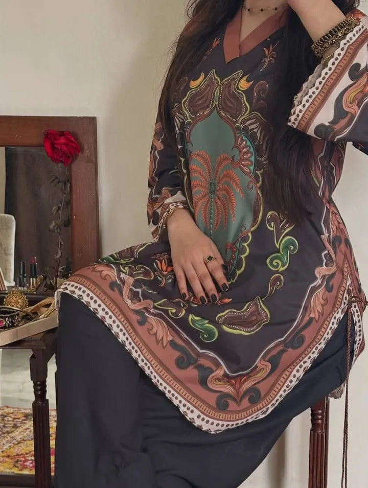 Women's Premium Swiss Lawn Printed Shirt with Farshi Shalwar 2 Piece Stitched Suit