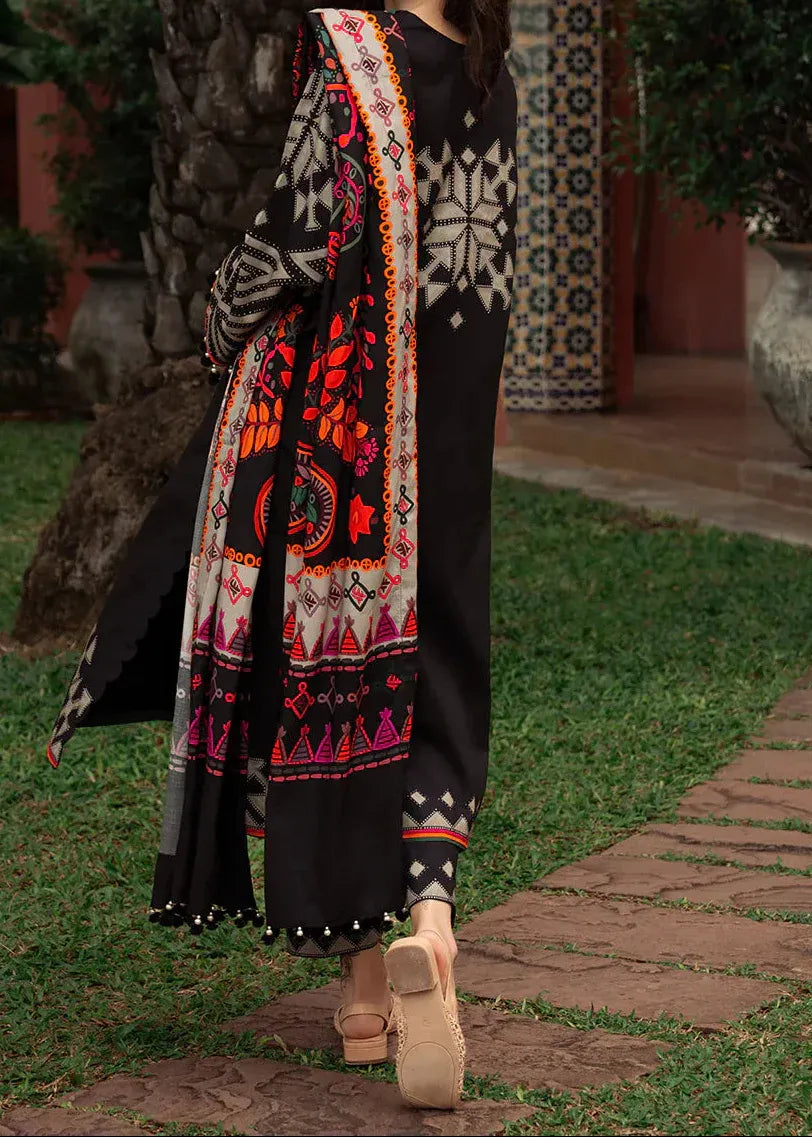 Black Swiss Lawn 3-Piece Digital Print Kurta Set for Women