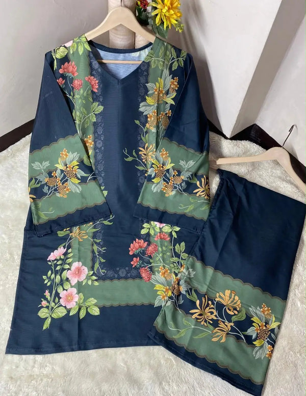 Women's Digital Printed Doria Lawn Co-Ord Set | 2 Piece Ready-to-Wear Summer Outfit