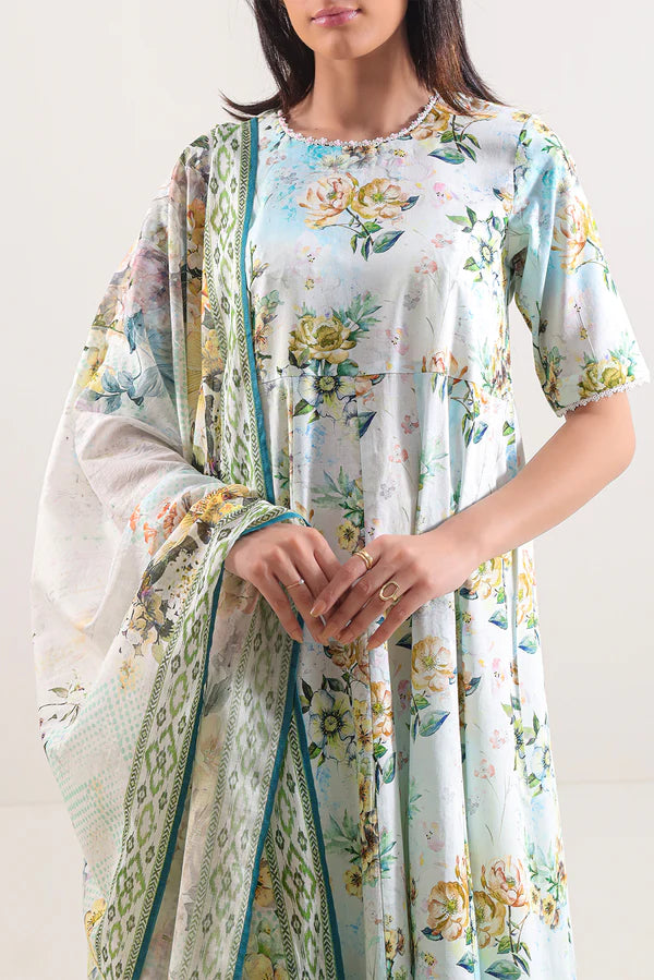 Floral Digital Print Lawn 3 Piece Unstitched Suit for Women