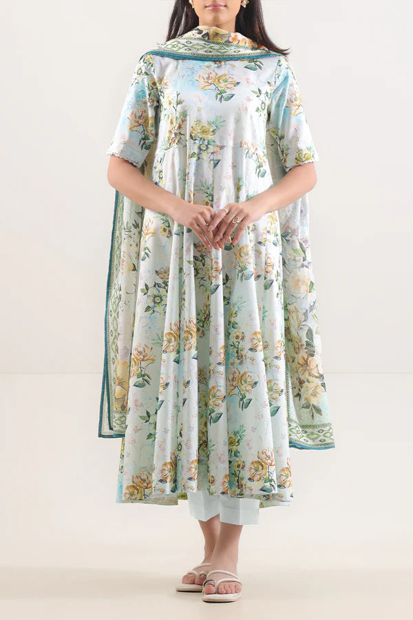 Floral Digital Print Lawn 3 Piece Unstitched Suit for Women