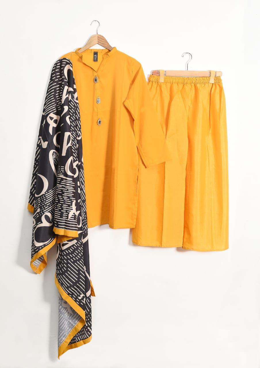 Premium Grip Silk 3-Piece Suit Set for Women | Stitched Shirt, Trouser & Printed Dupatta