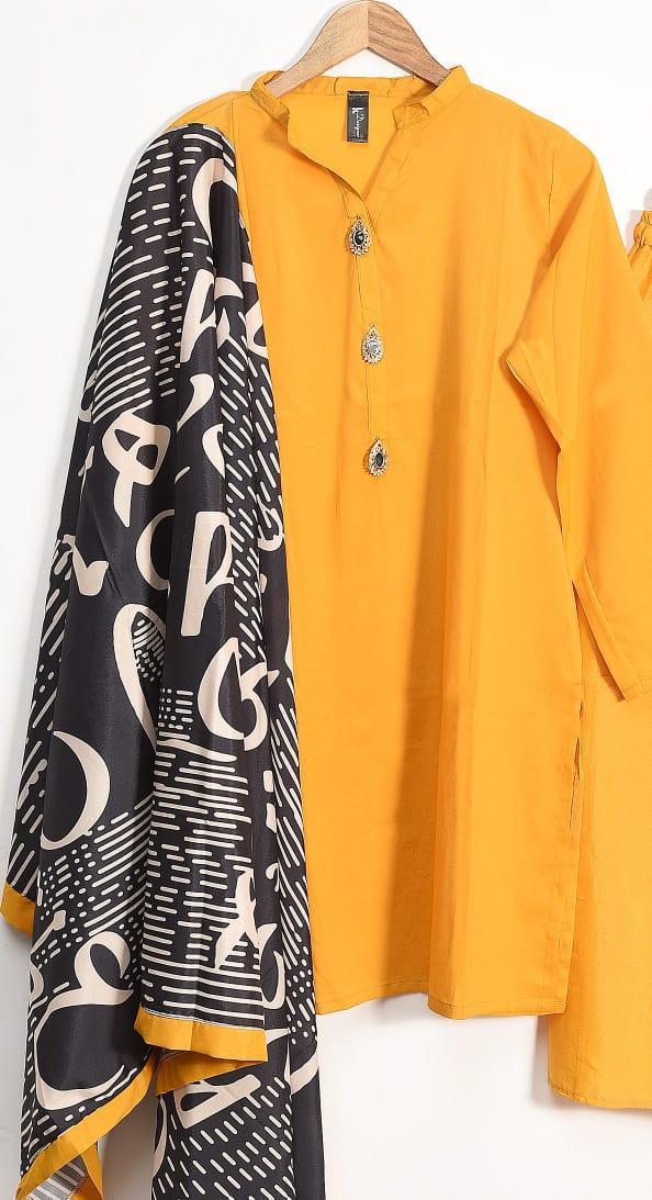 Premium Grip Silk 3-Piece Suit Set for Women | Stitched Shirt, Trouser & Printed Dupatta