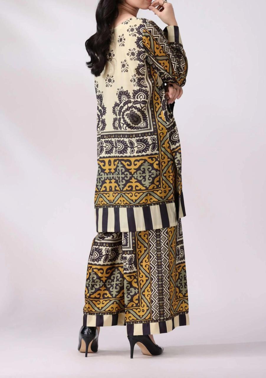 Women Printed Shirt Trouser Set Multicolor Geometric Design
