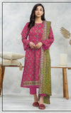3-Piece Printed Dobby Lawn Suit Pink Floral