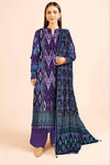 Unstitched Printed Suit Purple Dobby Lawn 3Pc