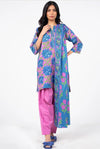 Unstitched Printed Lawn Suit Purple Blue Floral