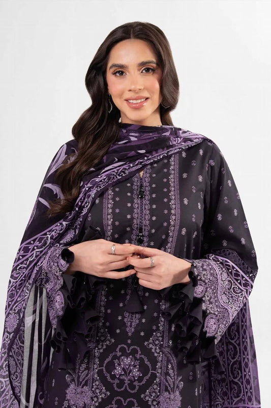 Purple Printed 3-Piece Karandi Suit for Women