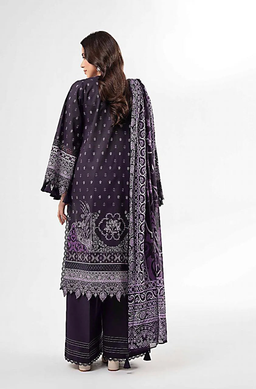 Purple Printed 3-Piece Karandi Suit for Women