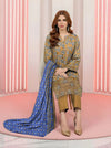 Golden Printed 3-Piece Khaddar Suit for Women