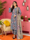 Grey Floral Printed 3-Piece Lawn Suit for Women
