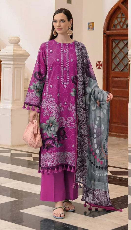 Pink Printed Lawn 3-Piece Suit Set