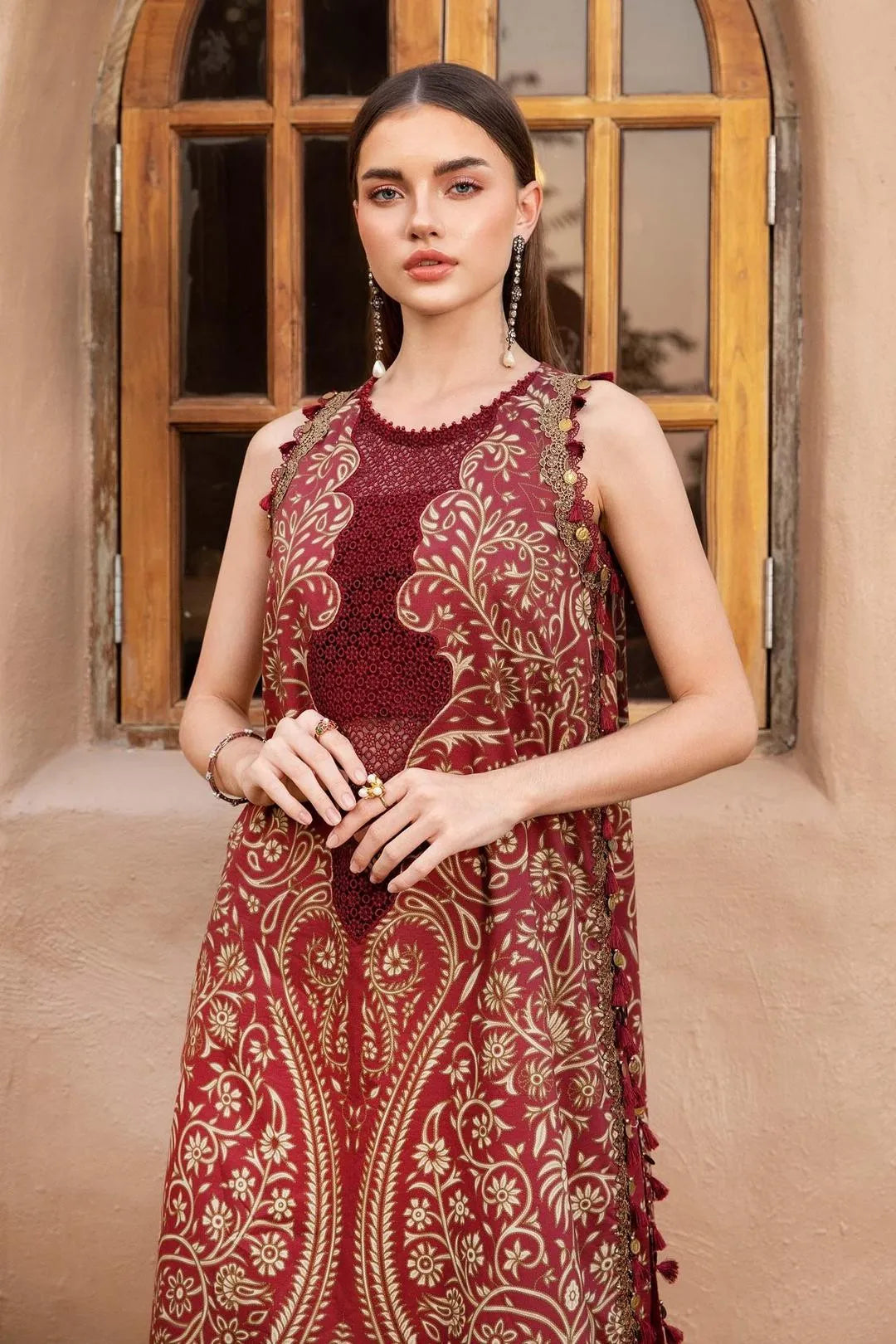 Maroon Printed Lawn Shirt with Chiffon Dupatta