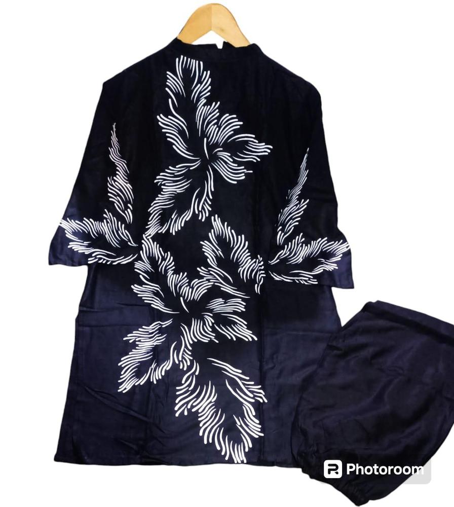 Black Women's Stitched Linen Printed Shirt and Trouser 2 Piece Suit – Ready to Wear