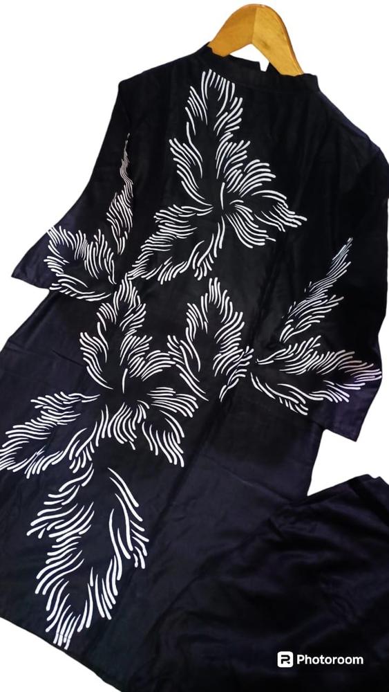 Black Women's Stitched Linen Printed Shirt and Trouser 2 Piece Suit – Ready to Wear
