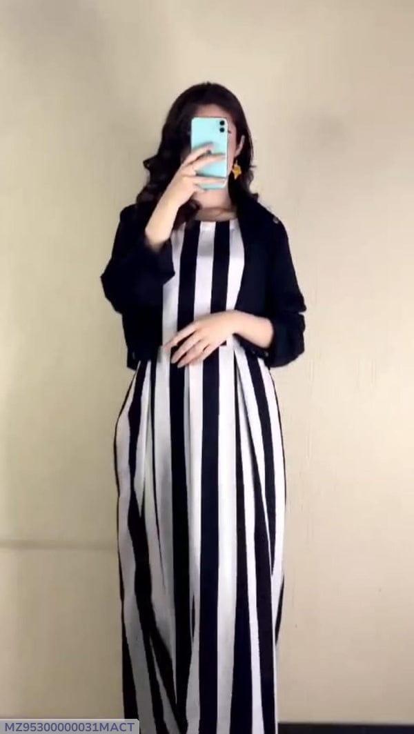 Black Zebra Print Linen Maxi Dress with Koti for Women | 2 Piece Casual Outfit