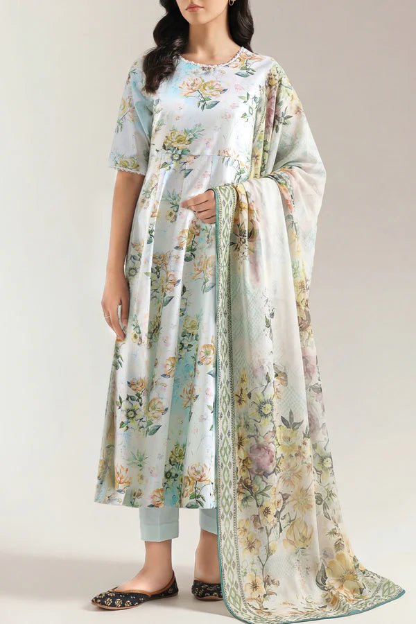 Floral Digital Print Lawn 3 Piece Unstitched Suit for Women