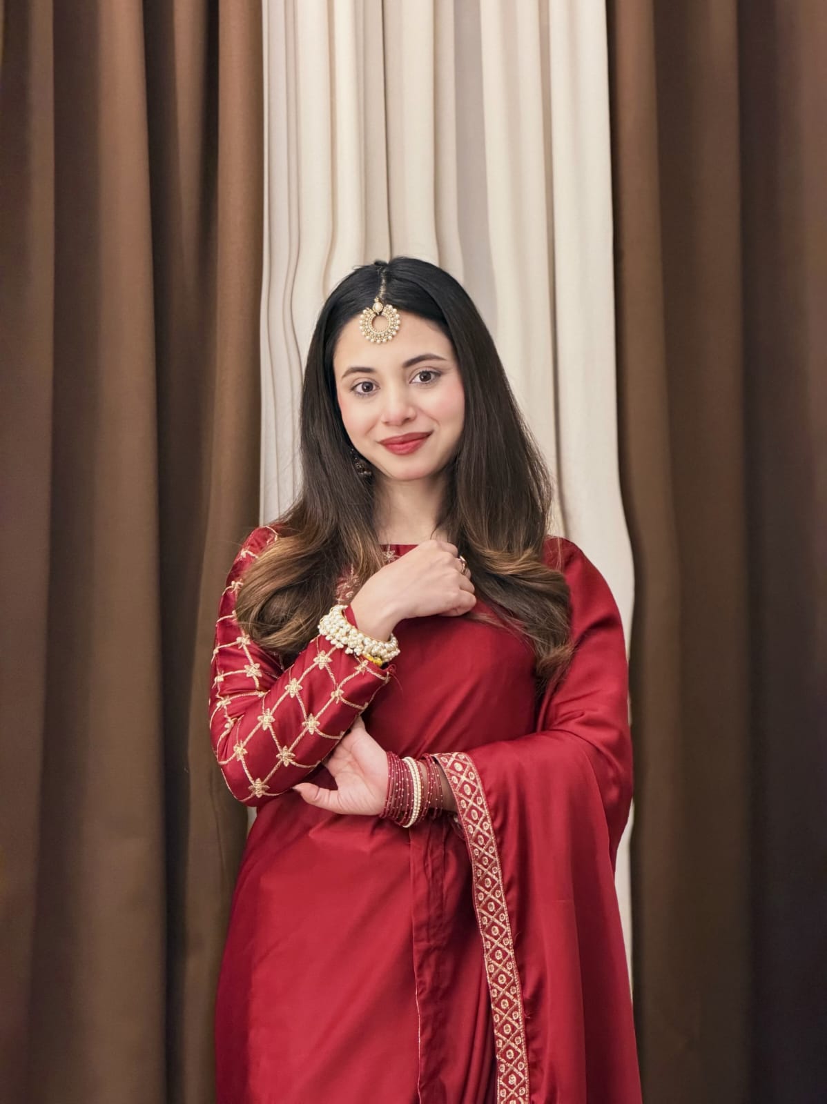 Maroon Shamoz Silk Saree Set for Women