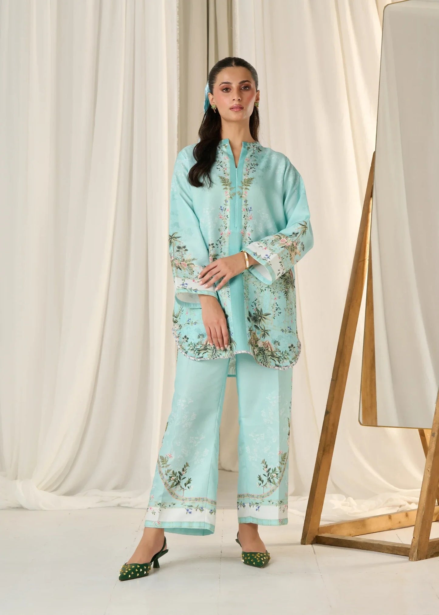 Digital Printed Doria Lawn 2-Piece Co-Ord Set for Women | Ready-to-Wear Summer Outfit