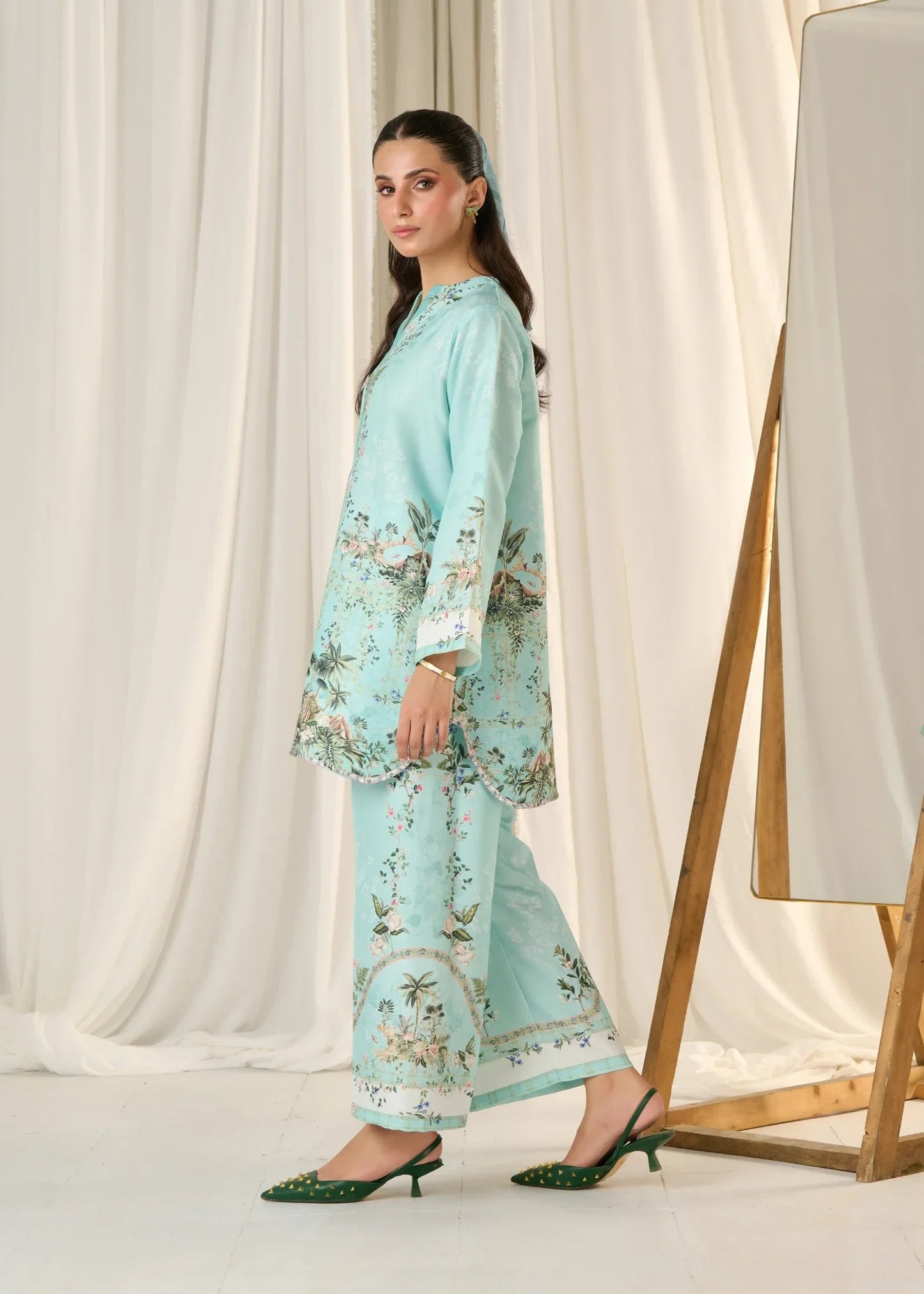 Digital Printed Doria Lawn 2-Piece Co-Ord Set for Women | Ready-to-Wear Summer Outfit