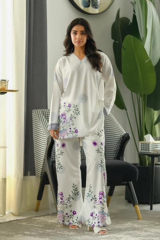 Pink Digital Printed Doria Lawn 2-Piece Co-Ord Set for Women | Ready-to-Wear Summer Outfit
