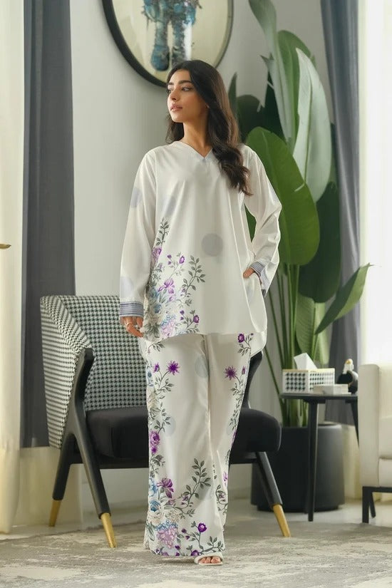 Pink Digital Printed Doria Lawn 2-Piece Co-Ord Set for Women | Ready-to-Wear Summer Outfit