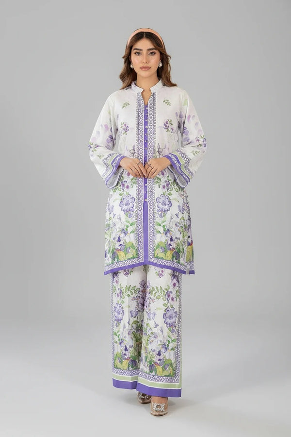 Off White Digital Printed Doria Lawn 2-Piece Co-Ord Set for Women | Ready-to-Wear Summer Outfit