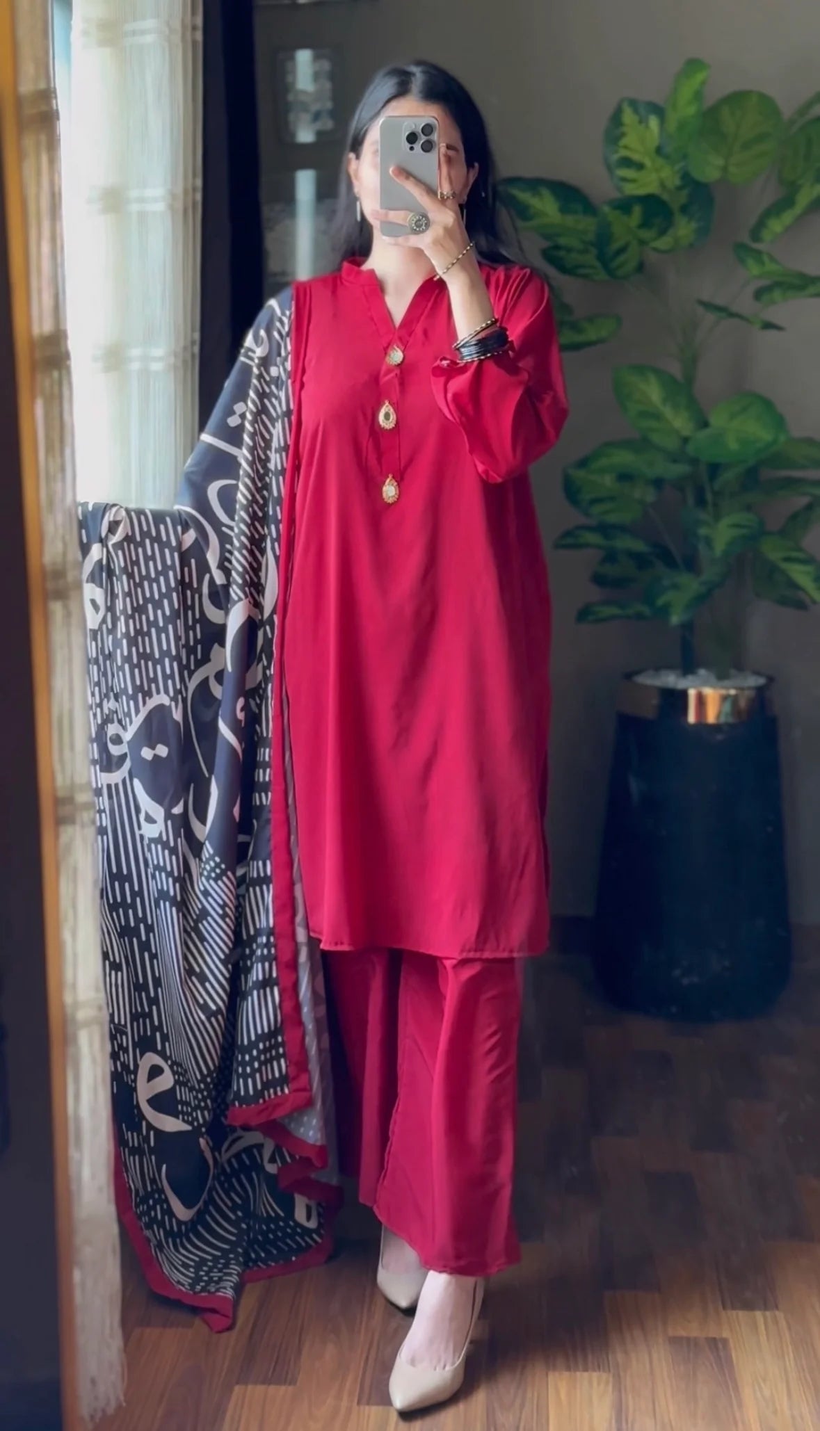 Premium Grip Silk 3-Piece Suit Set for Women | Stitched Shirt, Trouser & Printed Dupatta