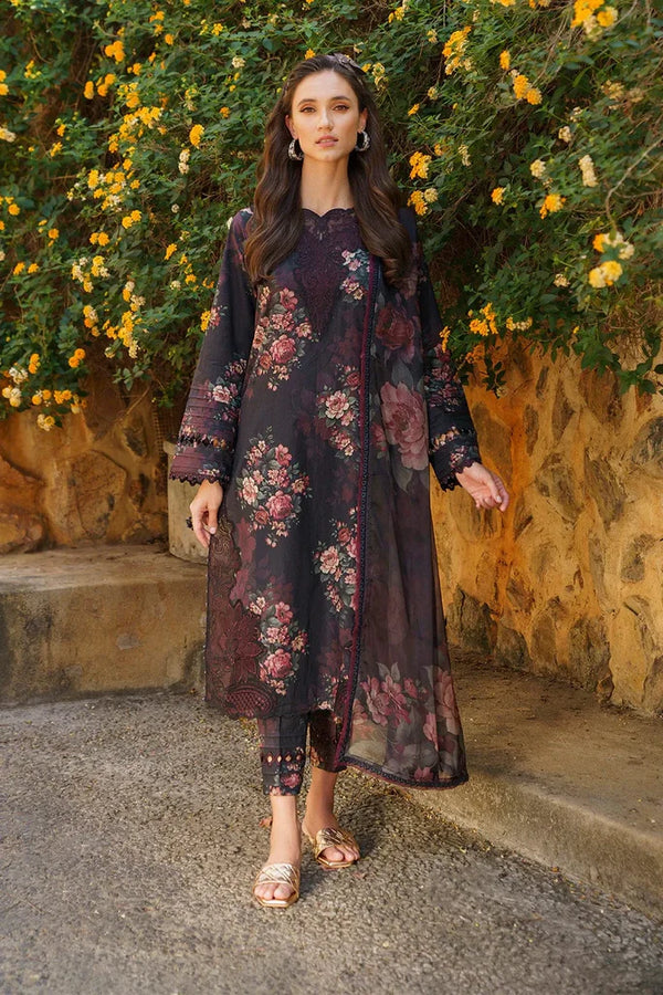 Black Floral Printed Lawn 3 Piece Suit for Women – Eid & Festive Wear