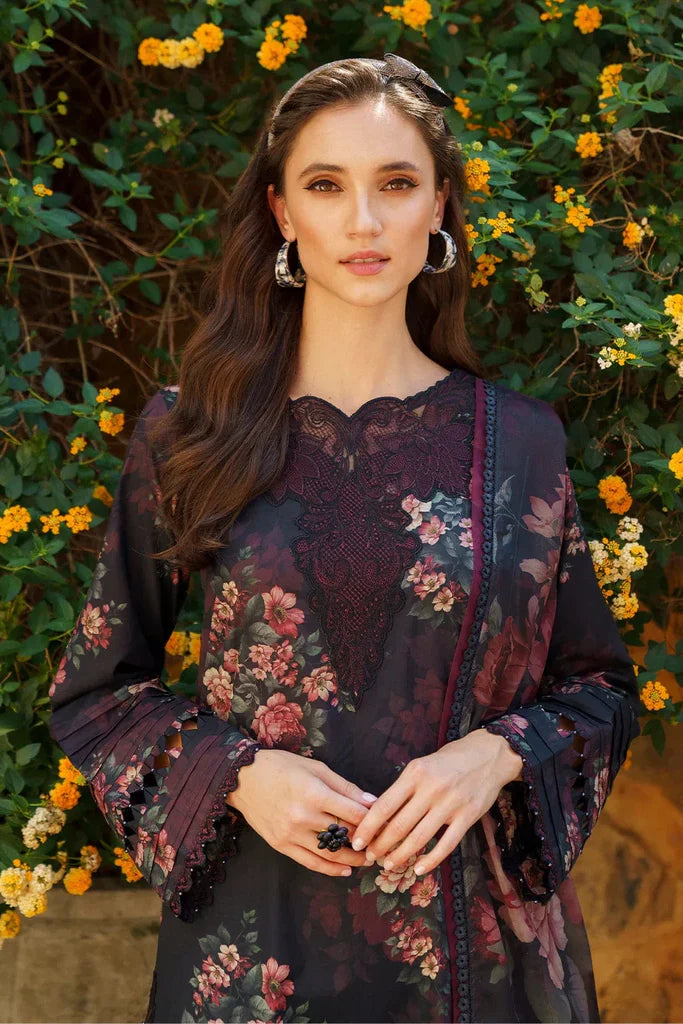 Black Floral Printed Lawn 3 Piece Suit for Women – Eid & Festive Wear