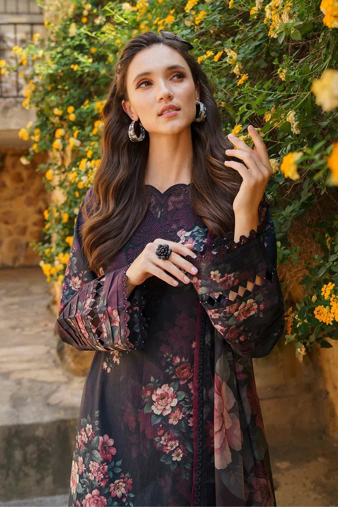 Black Floral Printed Lawn 3 Piece Suit for Women – Eid & Festive Wear